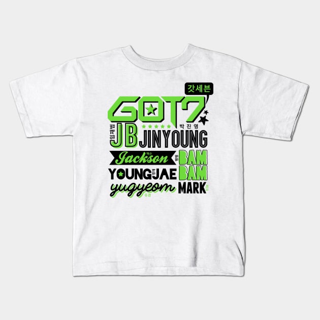 GOT7 Font Collage 2 Kids T-Shirt by skeletonvenus